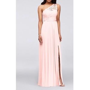 One Shoulder Lace Bridesmaid Dress in “Petal”